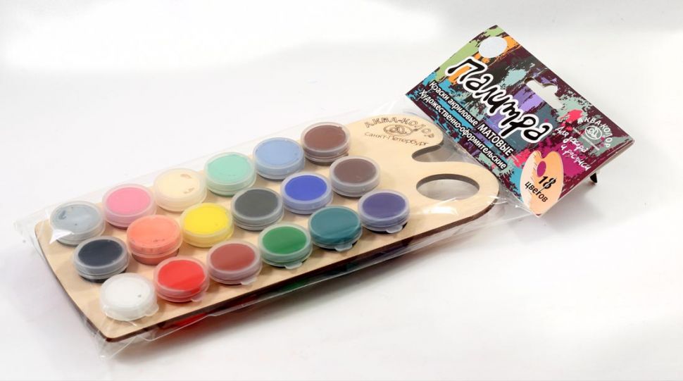 ПАЛИТРА краски акриловыеВрем.года16цв+2блёст+кист фото 1 &mdash; PalitraMastera