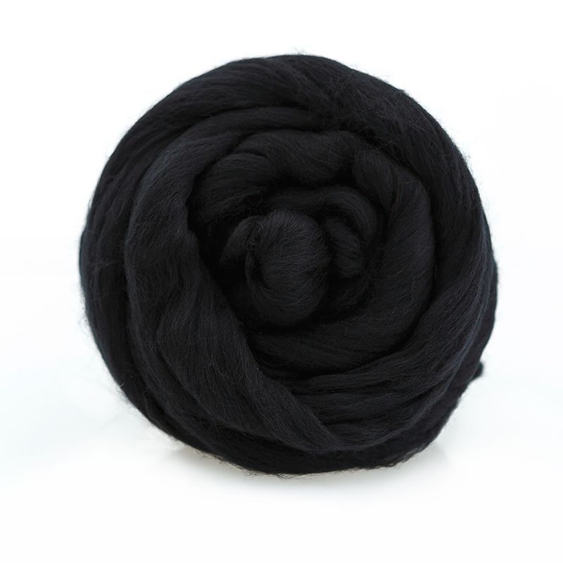Полутонкая шерсть 100% черный 002, 50 гр для валяния фото 1 &mdash; PalitraMastera