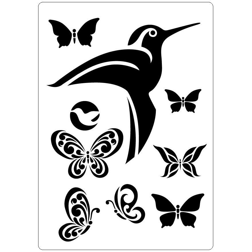 Трафарет пластиковый 22х31 см, Колибри и бабочки фото 1 &mdash; PalitraMastera