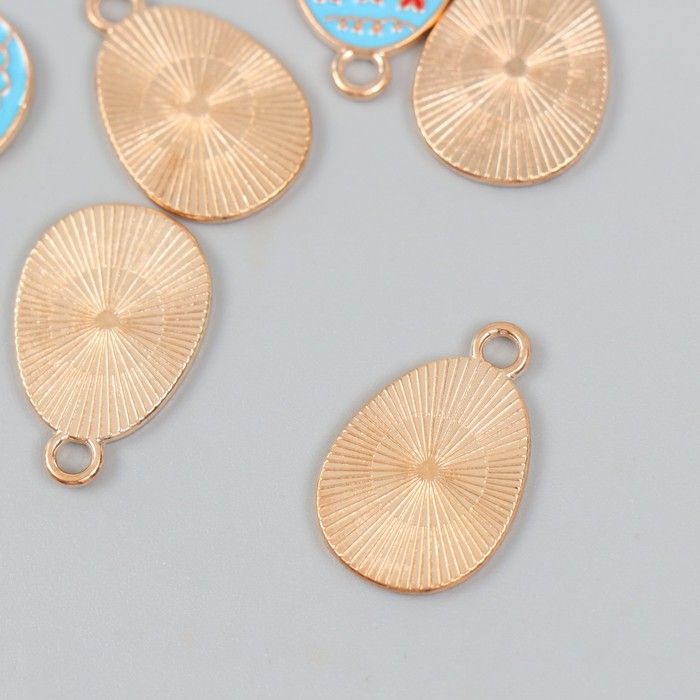 Декор для творчества металл, эмаль &quot;Голубое яйцо с сердечками&quot; 1,4х2,2 см  9892672 — PalitraMastera