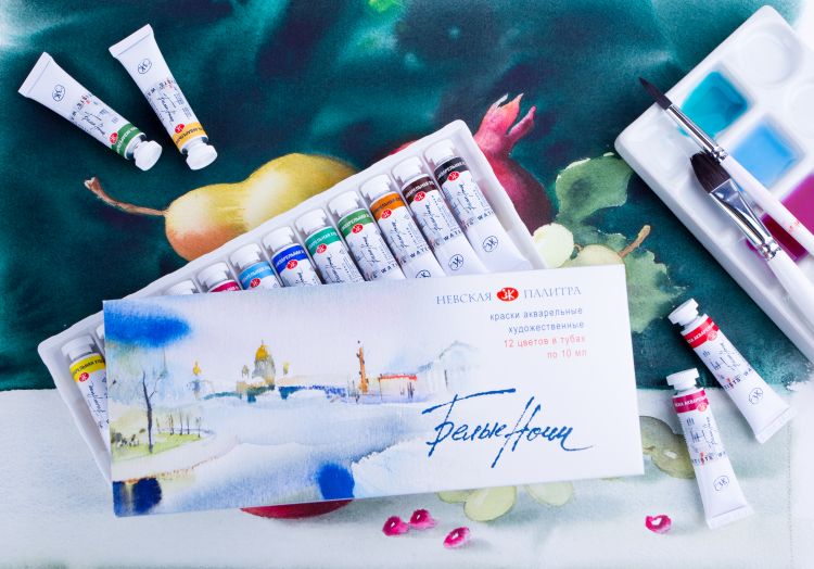Набор акварели Белые Ночи  12х10 мл тубыпластиковые коррекс в картонном чехле) — PalitraMastera