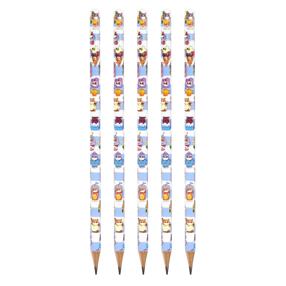 Карандаш чернографит. дерев. LOREX V-TYPE COCTAIL KITTENS НВ заточенный трехгранный тубус принт на корпусе фото 1 — PalitraMastera