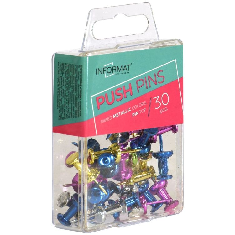 Кнопки силов. INFORMAT 8 мм 30 шт гвоздики без покрытия ассорти металлик — PalitraMastera