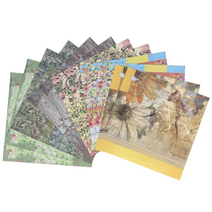 Набор цветной бумаги &quot;Природа&quot; 12 листов 295 х 295 мм, плотность бумаги 150 гр/м2.  4354879 — PalitraMastera