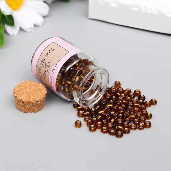 Бисер круглый 6/0 в бутылочке &quot;Золотисто-коричневый&quot; прозрачно-цветной 20 гр  6075170 — PalitraMastera