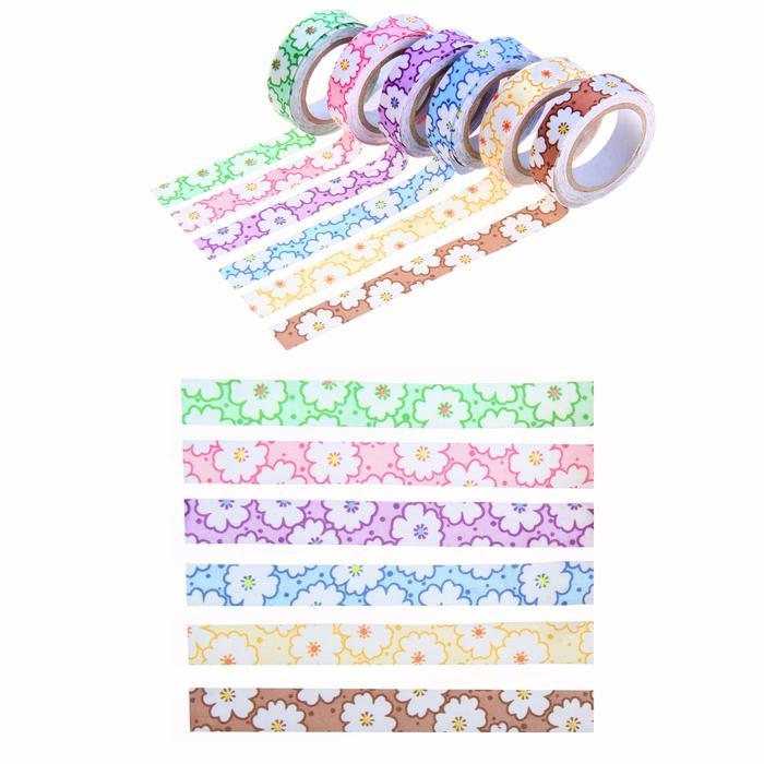 Клейкая лента декоративная тканевая "Бутоны" МИКС---- фото 1 — PalitraMastera