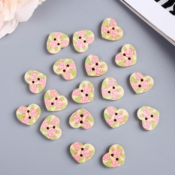 Набор пуговиц декоративных дерево "Сердечки" (набор 18 шт) 1,7х1,5 см 2757352 фото 1 &mdash; PalitraMastera