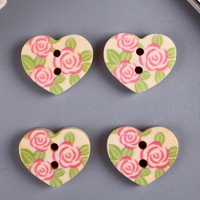 Набор пуговиц декоративных дерево &quot;Сердечки&quot; (набор 18 шт) 1,7х1,5 см 2757352 — PalitraMastera