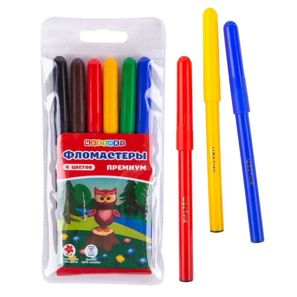 "Цветик" Фломастеры Премиум   6 цветов--- фото 1 &mdash; PalitraMastera