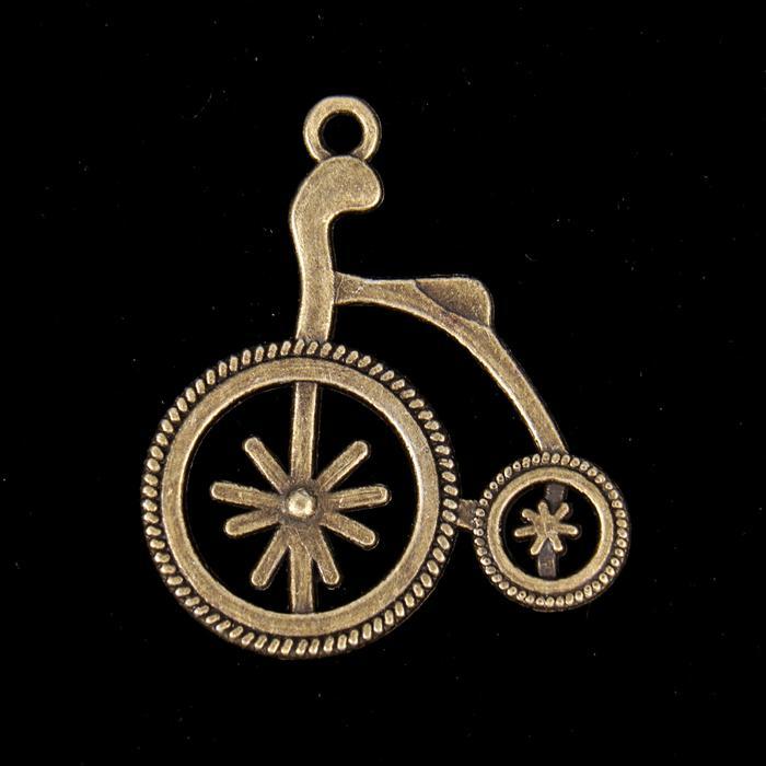 Декор для творчества металл "Ретро велосипед" бронза 2,6х3 см  3531347 фото 1 — PalitraMastera