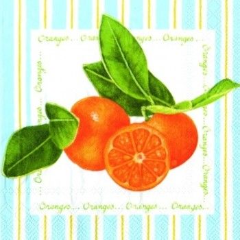 Салфетка бумажная для декупажа, 33х33 см, &quot;Апельсины на голубом&quot; АКЦИЯ!! — PalitraMastera