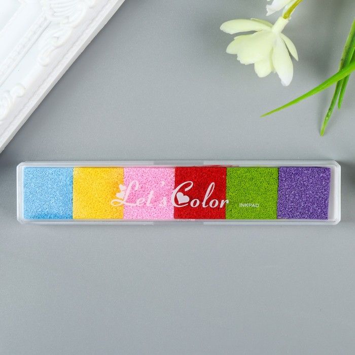Штемпельная подушка "Цветная" (набор 6 цветов) 12,4х2,4 см 2494375 фото 1 — PalitraMastera