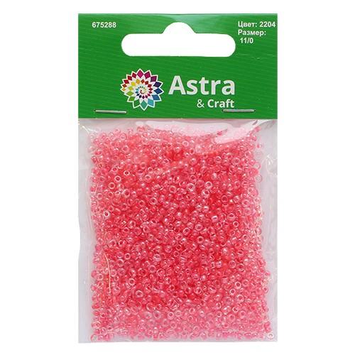 Бисер Астра 11/0, 20г (2204 яр.персиковый/прозр.с.цвет.центром(глянцевый)) — PalitraMastera