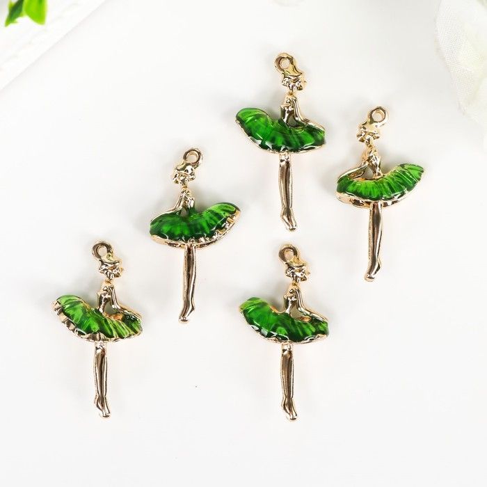 Декор для творчества металл, эмаль &quot;Балерина в зелёной пачке&quot; 2,8х1,5 см  4767059 — PalitraMastera