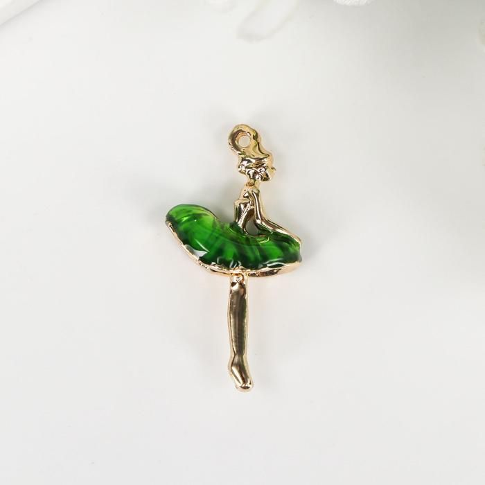 Декор для творчества металл, эмаль &quot;Балерина в зелёной пачке&quot; 2,8х1,5 см  4767059 — PalitraMastera