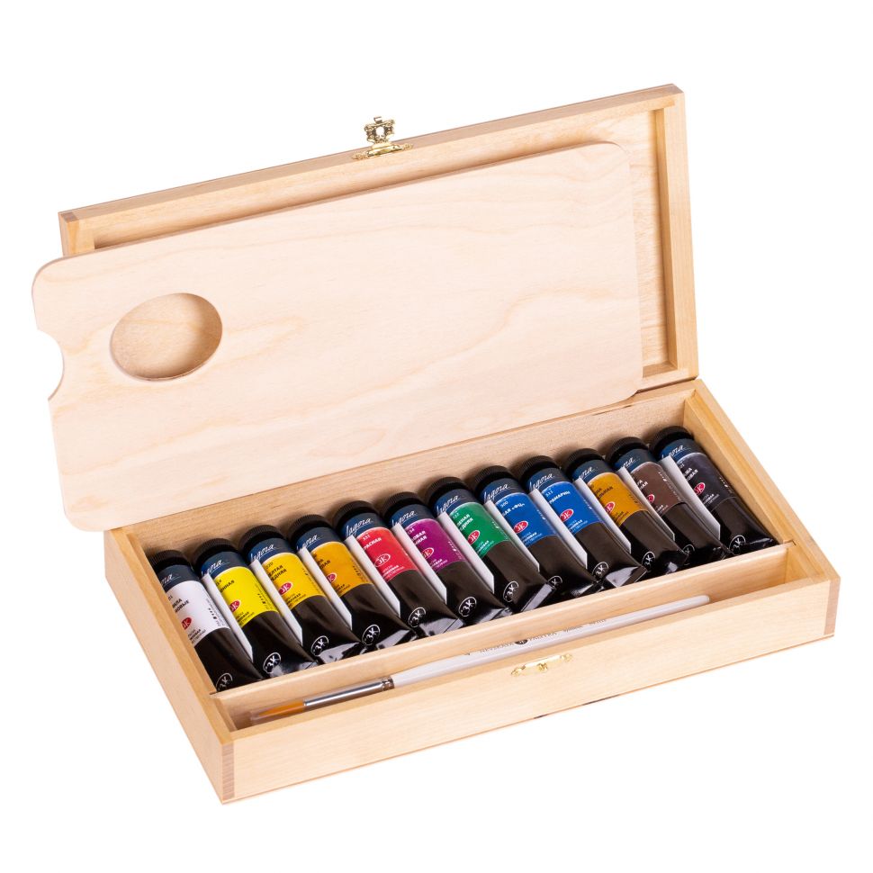 Ладога Набор  акрил дерево,кисть 12шт х 18мл фото 1 &mdash; PalitraMastera