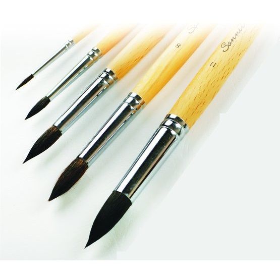 Кисть из белки микс "Сонет", круглая, длинная лакированная ручка, №10 фото 1 — PalitraMastera