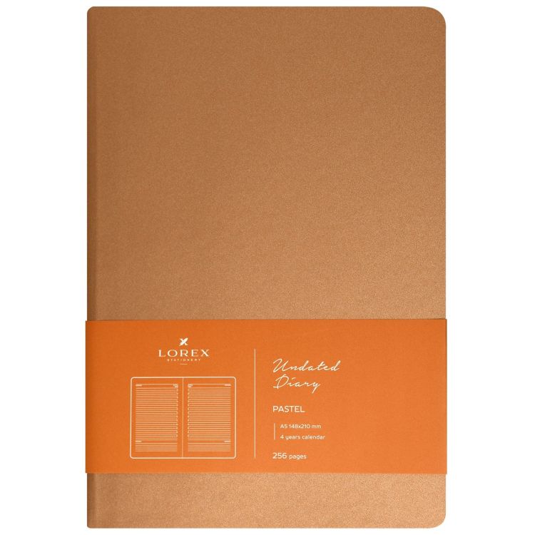 Ежедневник А5 недат. LOREX PASTEL 128 л. лин. бежев. мягк. обл. иск. кожа, soft touch, блинт. тисн., ляссе &mdash; PalitraMastera