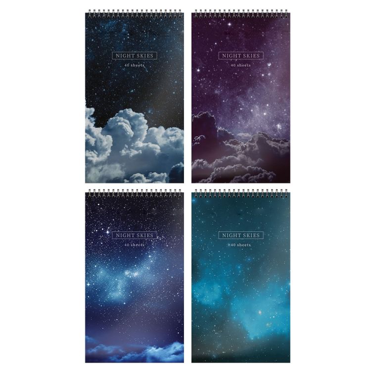 Блокнот А7 40 л. кл. Schoolformat НОЧНЫЕ ОБЛАКА греб. мел. карт., спл. Уф-лак &mdash; PalitraMastera