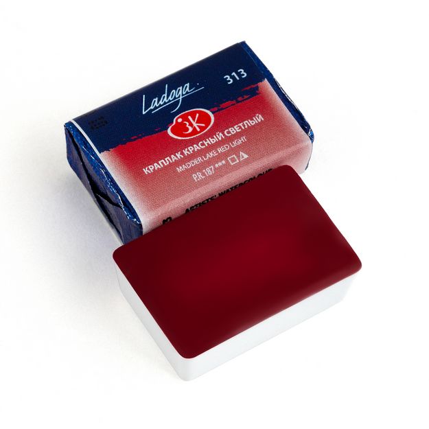 Ладога акварель кювета, 313 краплак красный светлый 2,5 мл — PalitraMastera