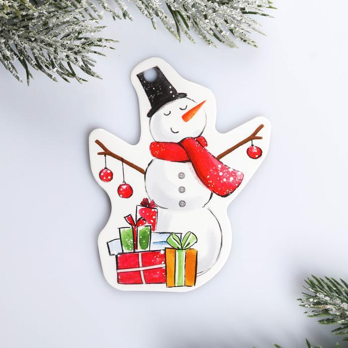 Шильдик на подарок Новый год «Снеговик», 6,5 х8,4 см  4360371 — PalitraMastera