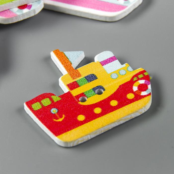 Набор пуговиц декоративных дерево &quot;Пароход&quot; набор 10 шт МИКС 3х2,7 см 3527783 — PalitraMastera