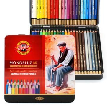 Набор акварельных цветных карандашей "Mondeluz" 48 цветов, в жестяной  упаковке/KOH-I-NOOR фото 1 — PalitraMastera