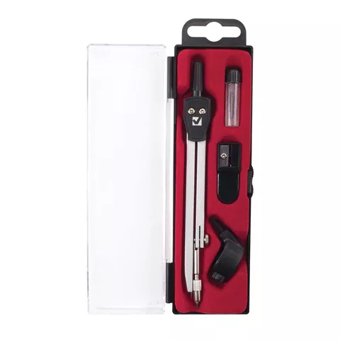 Готовальня BRAUBERG &quot;Architect&quot;, 4 предмета:циркуль 135мм, держ. д/карандашей,точилка,грифель,210657 — PalitraMastera