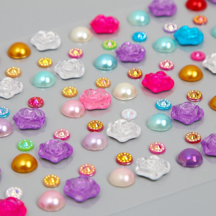 Наклейка стразы пластик "Цветы и горох" цвет МИКС 30х10 см  2556727 &mdash; PalitraMastera