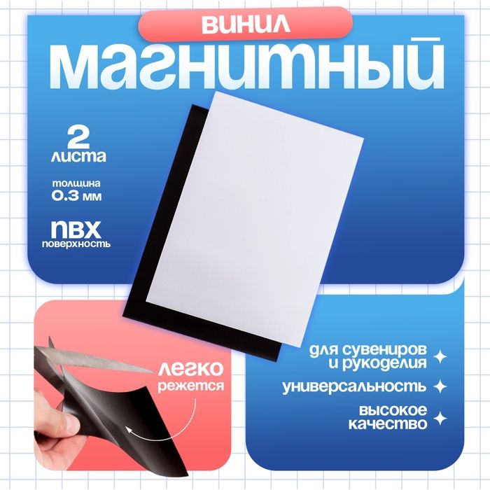 Магнитный винил, с ПВХ поверхностью, TAKE IT EASY, А4, набор 2 шт., толщина 0.3 мм, белый, 21*29.7 см фото 1 — PalitraMastera