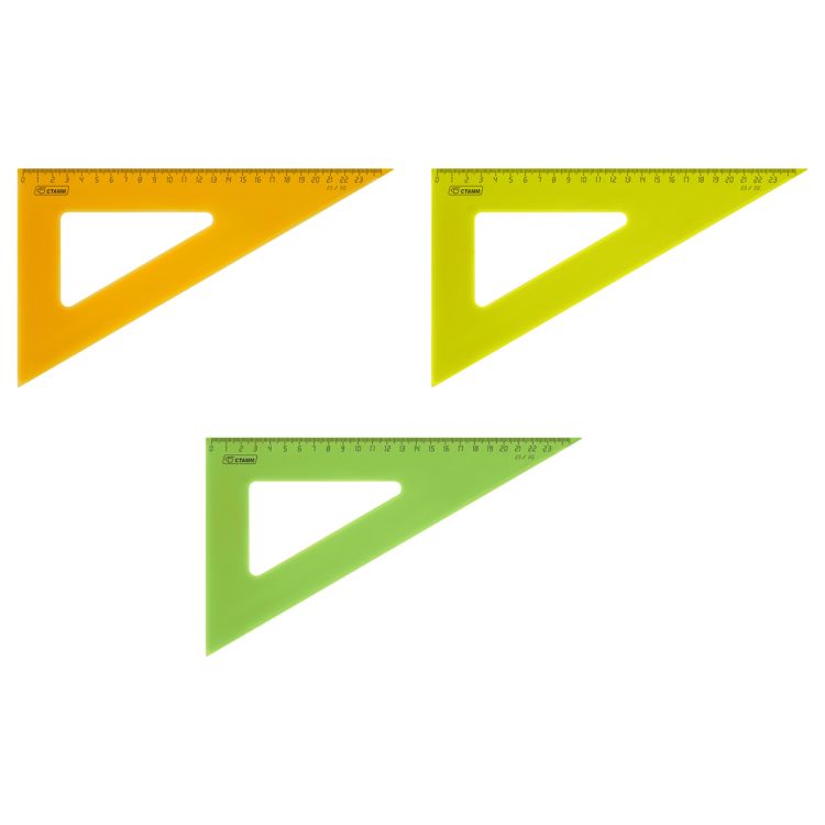 Треугольник 30°, 23см СТАММ, пластиковый, прозрачный, неоновые цвета, ассорти — PalitraMastera