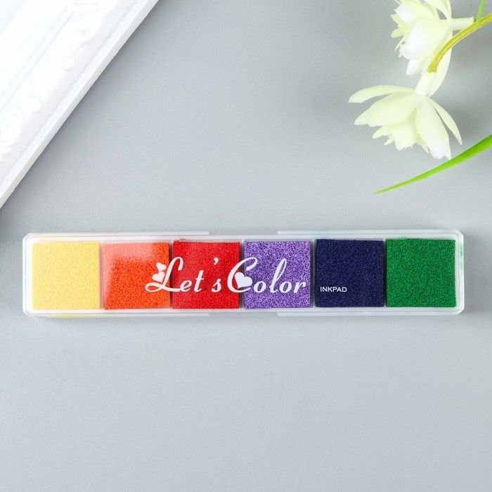 Штемпельная подушка &quot;Радуга&quot; (набор 6 цветов) 12,4х2,4 см 2494374 — PalitraMastera