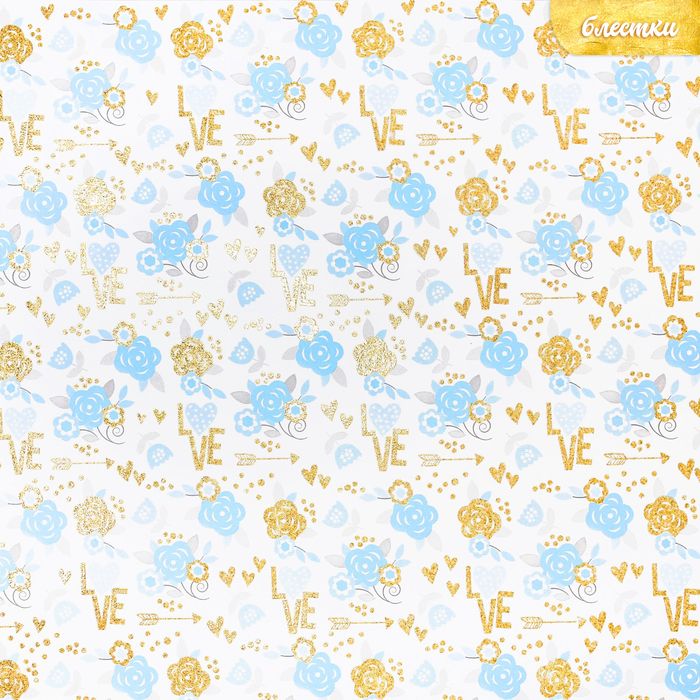 Бумага для скрапбукинга с блестками &quot;Цветочные мечты&quot; 30,5*30,5см, 180г/м  3330284 — PalitraMastera