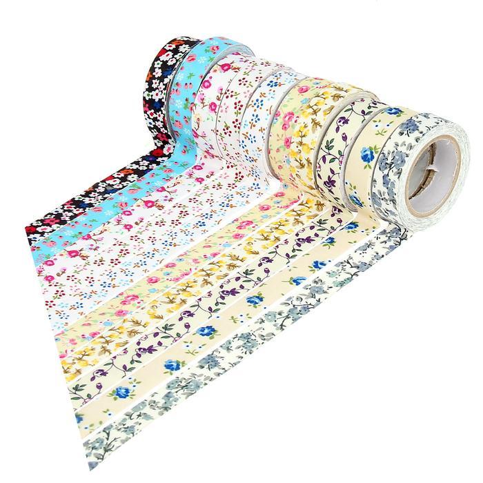 Клейкая лента декоративная текстиль &quot;Цветочный узор&quot; 1,5 см 4 метра МИКС 6х6х1,5 см 1260717 — PalitraMastera