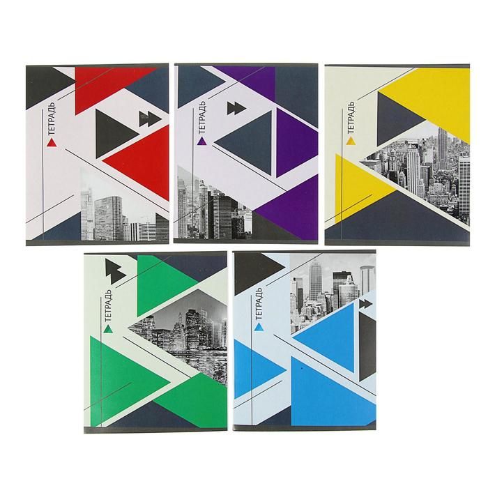 Тетрадь 48 листов в линейку Calligrata &quot;Мегаполис&quot;, обложка мелованная бумага, блок №2 белизна 75% (серые листы), МИКС — PalitraMastera