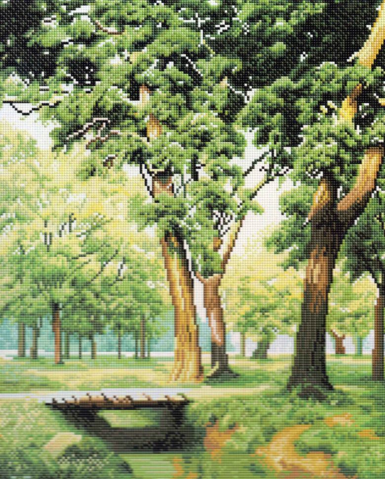 Алмазная мозаика GF 1560 Мостик в парке 40*50 фото 1 &mdash; PalitraMastera