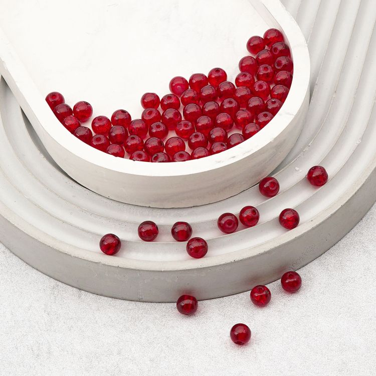 1301149 Бусины стеклянные 'Кракле' 6мм, упак/65шт., Astra&amp;Craft (1 красный) &mdash; PalitraMastera