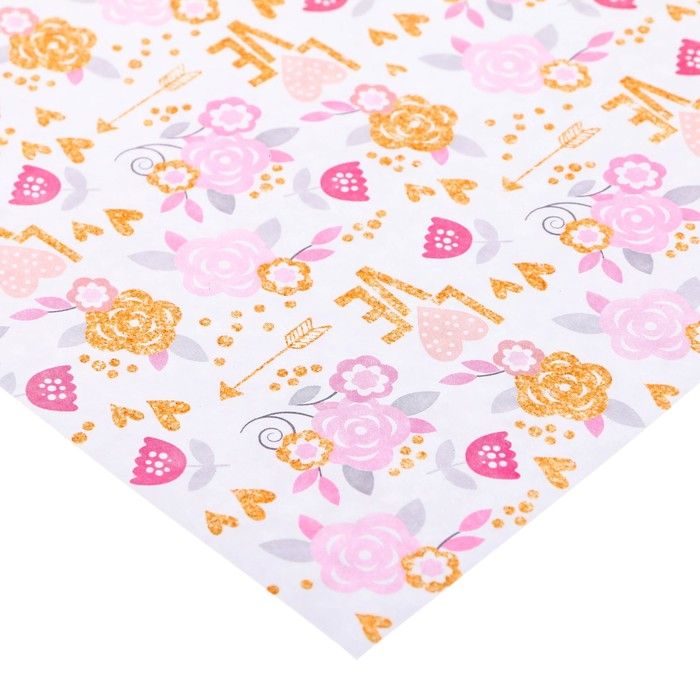 Бумага для скрапбукинга с блестками &quot;Цветочная полянка&quot; 30,5*30,5см, 180г/м  3330264 — PalitraMastera