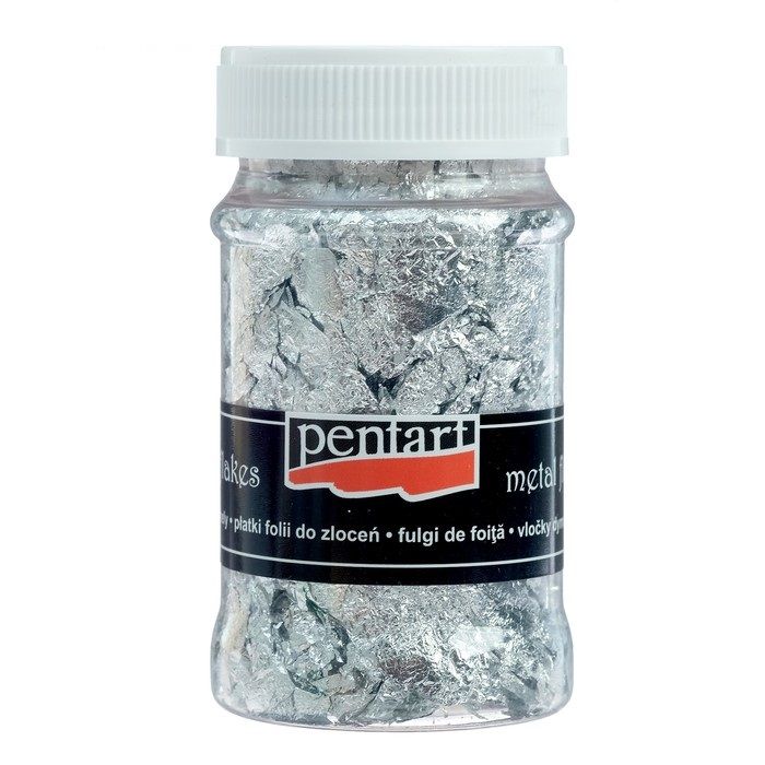 Pentart Поталь, хлопья, 100 мл, ассорти М8, серебро — PalitraMastera