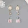 Декор для творчества металл, стразы "Ключик и замочек с сердцем" набор 2 шт 2,2х1,2 см  10225554 фото 1 — PalitraMastera