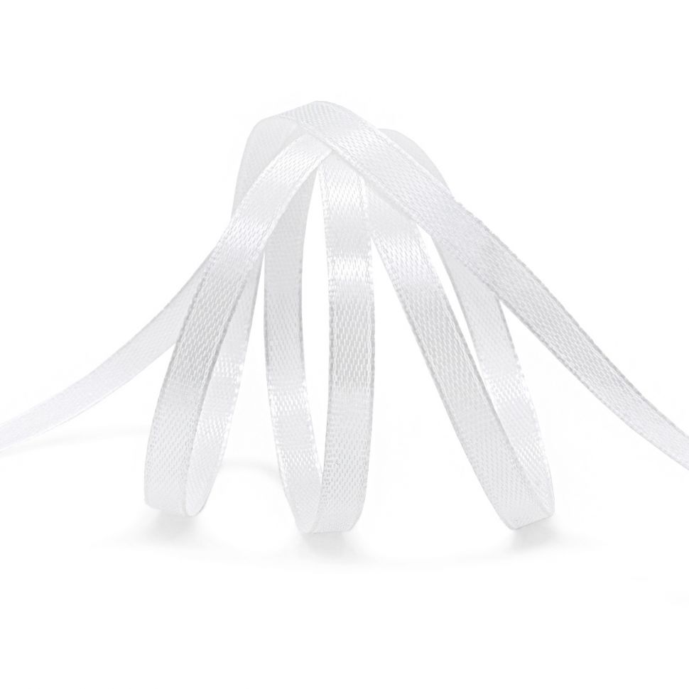 Лента атласная 0,6см*22,86м (002 белый) фото 1 — PalitraMastera