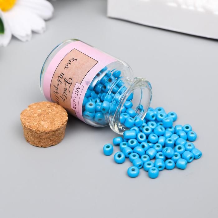 Бисер круглый 6/0 в бутылочке &quot;Голубой небесный&quot; 20 гр  6075117 — PalitraMastera