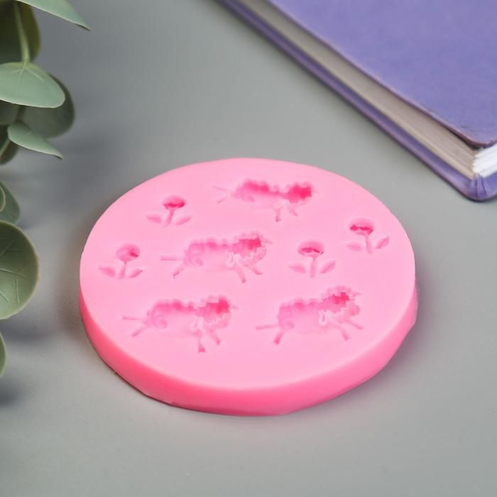 Молд силикон &quot;Барашки и цветочки&quot; 8 предметов 1х7,5х7,5 см  5180301 — PalitraMastera