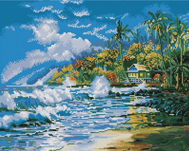 Алмазная мозаика GF 447 Море и пальмы 40*50 (на подрамнике) фото 1 &mdash; PalitraMastera