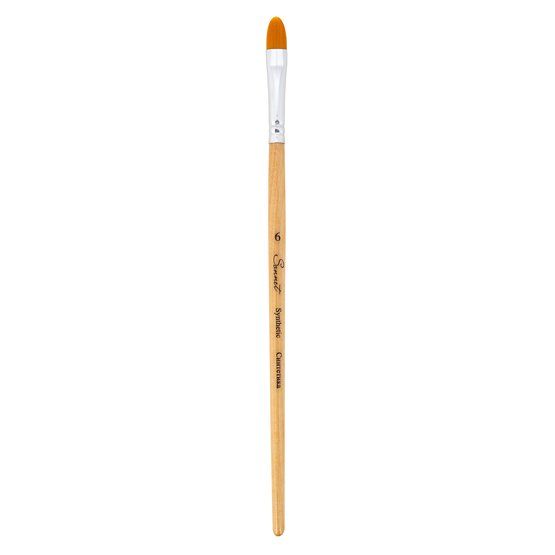 Кисть из синтетики Sonnet, овальная, ручка короткая пропитана лаком, № 6 (8 мм) фото 1 — PalitraMastera