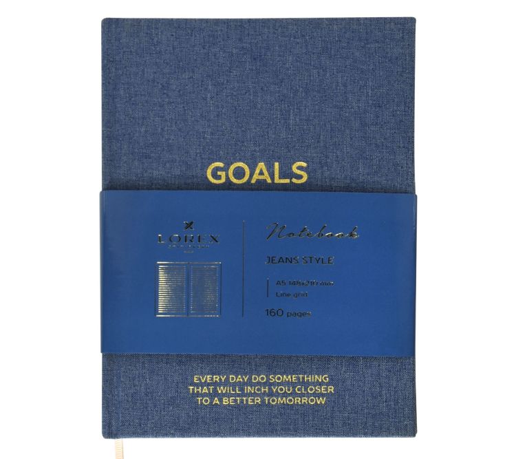 Блокнот А5, 80 л. кл. сшивка LOREX JEANS STYLE  ткань тисн. &mdash; PalitraMastera