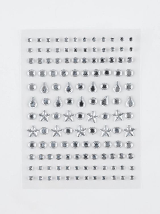 Стразы самоклеящиеся фигурные, набор 128 шт. на листе, серебряный &mdash; PalitraMastera