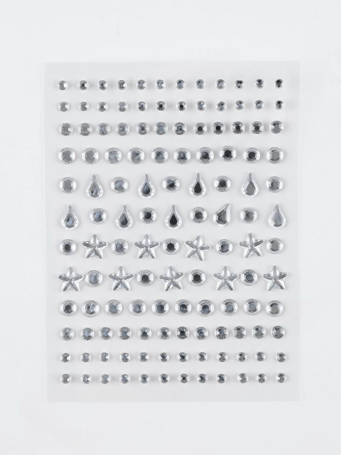 Стразы самоклеящиеся фигурные, набор 128 шт. на листе, серебряный фото 1 &mdash; PalitraMastera