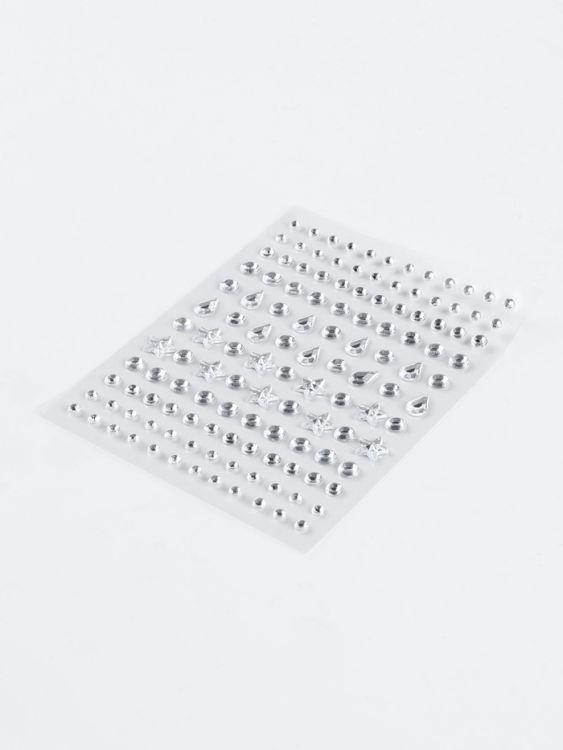 Стразы самоклеящиеся фигурные, набор 128 шт. на листе, серебряный &mdash; PalitraMastera