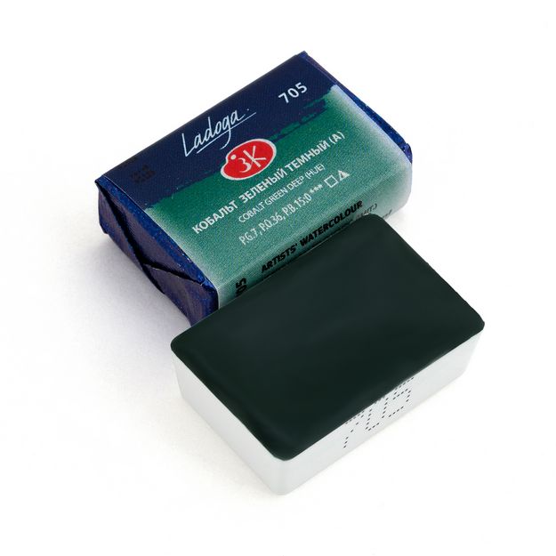 Ладога акварель кювета, 705 кобальт зеленый темный (А) 2,5 мл фото 1 — PalitraMastera